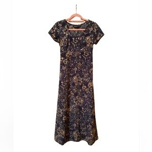 Vintage 90s All That Jazz Blue Floral Maxi Dress Women’s Extra Small